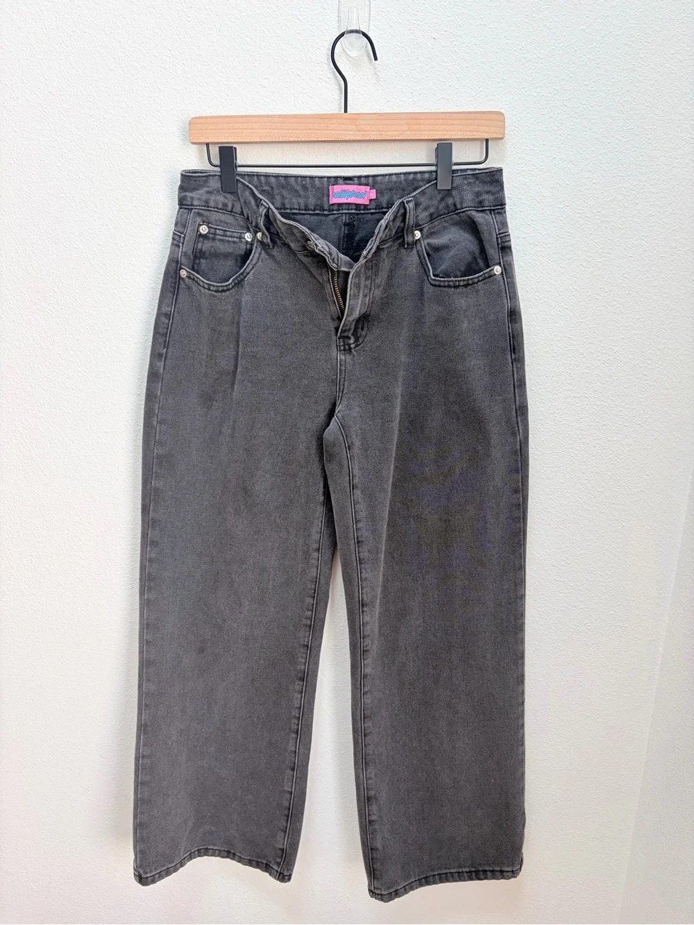 Edikted Wide Leg Jeans Baggy Wide Leg Skater Grunge Streetwear Gray Size Small